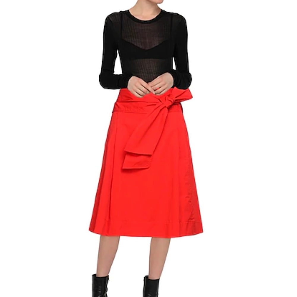 Red Tory Burch midi wrap skirt size 00